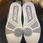 Louis Vuitton Men's White and Cream Trainers - Image 5