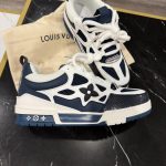 Louis Vuitton Men's Navy and Blue Trainers - Image 5